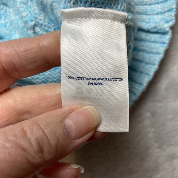 Lands End Drifter Cable-Knit Sweater Womens L/P Heathered Aqua Cotton Coastal - Picture 4 of 8